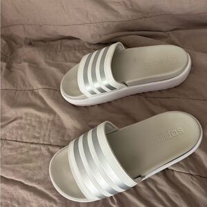 Adidas White Slide Sandals with Padded Straps